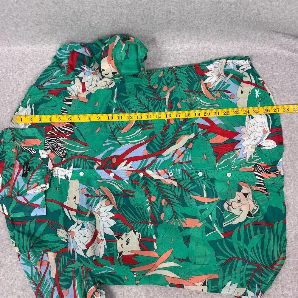 Talbots Women's Cotton Jungle Print Blouse Green Long Sleeve Size Large - Picture 9 of 10